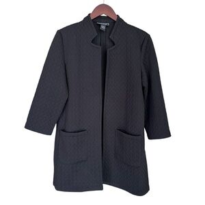 NYCC Open Front Quilted Knit Sweater Jacket Minimalist Career Blazer Capsule